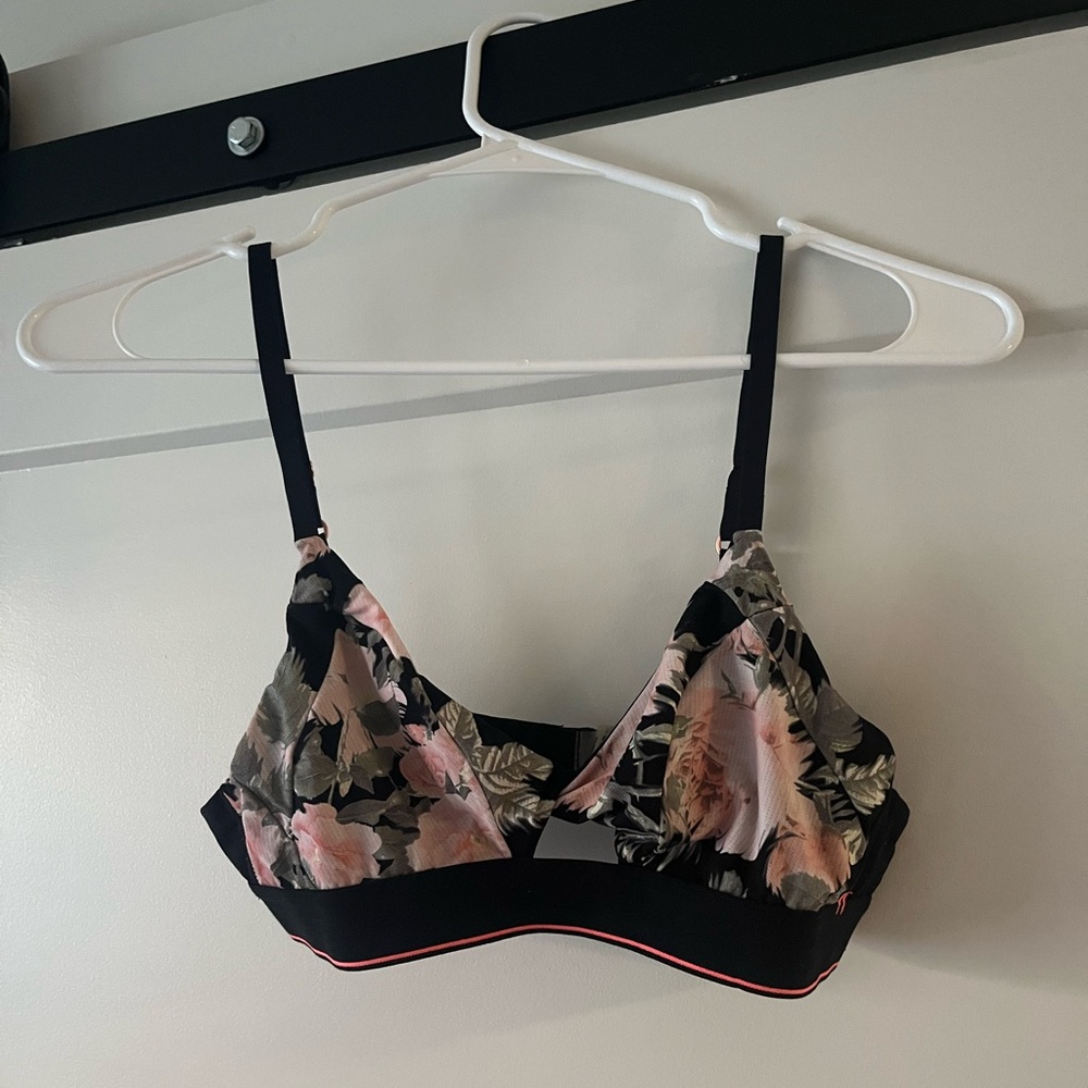 Stance Floral Print Bra in Black and Pink